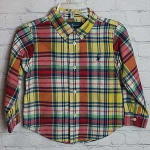 Ralph Lauren Boys Plaid Button Down Flannel Shirt 24 months